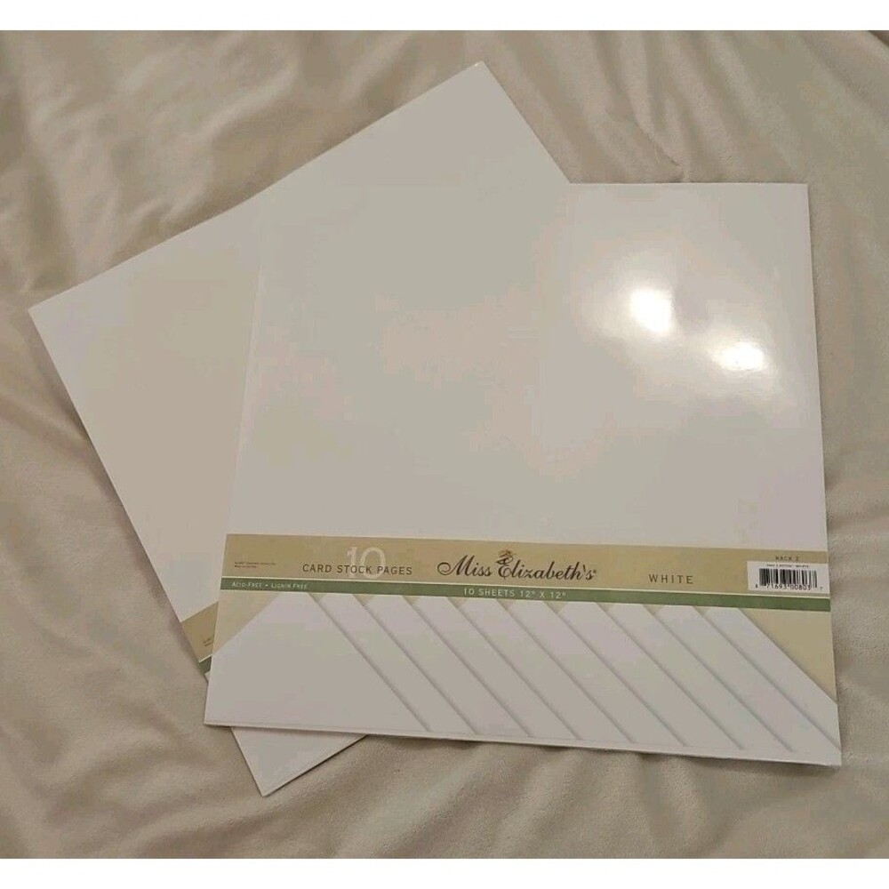 NIP 2 Packs Miss Elizabeth's White Cardstock 12x12 Scrapbook Paper 10 Sheets x 2